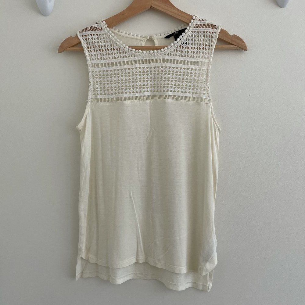 H&M Beige Lacey Crochet Tank Top XS